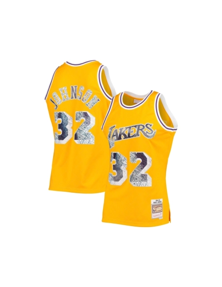 Mens Los Angeles Lakers Magic Johnson Gold 1984 85 Hardwood Classics NBA 75th Anniversary Diamond Swingman Jersey,Los Angeles La