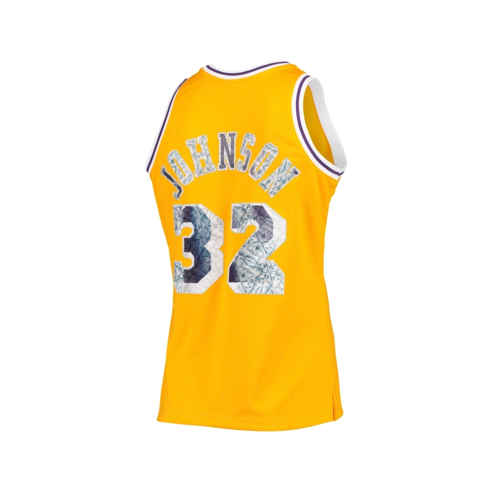 Mens Los Angeles Lakers Magic Johnson Gold 1984 85 Hardwood Classics NBA 75th Anniversary Diamond Swingman Jersey,Los Angeles La