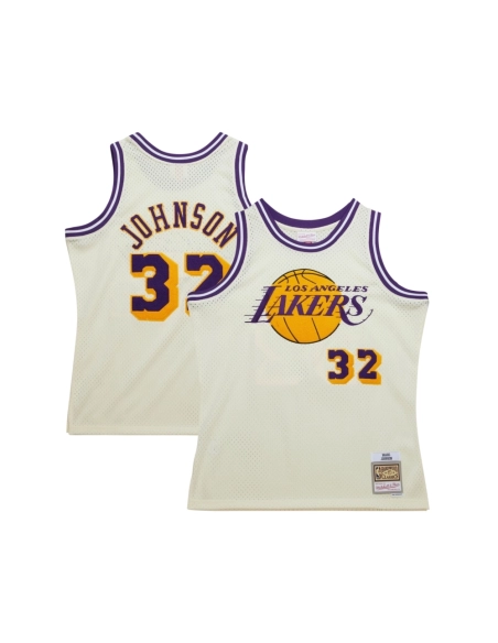 Mens Los Angeles Lakers Magic Johnson Cream Chainstitch Swingman Jersey,Los Angeles Lakers,NBA,JERSEY with free shipping