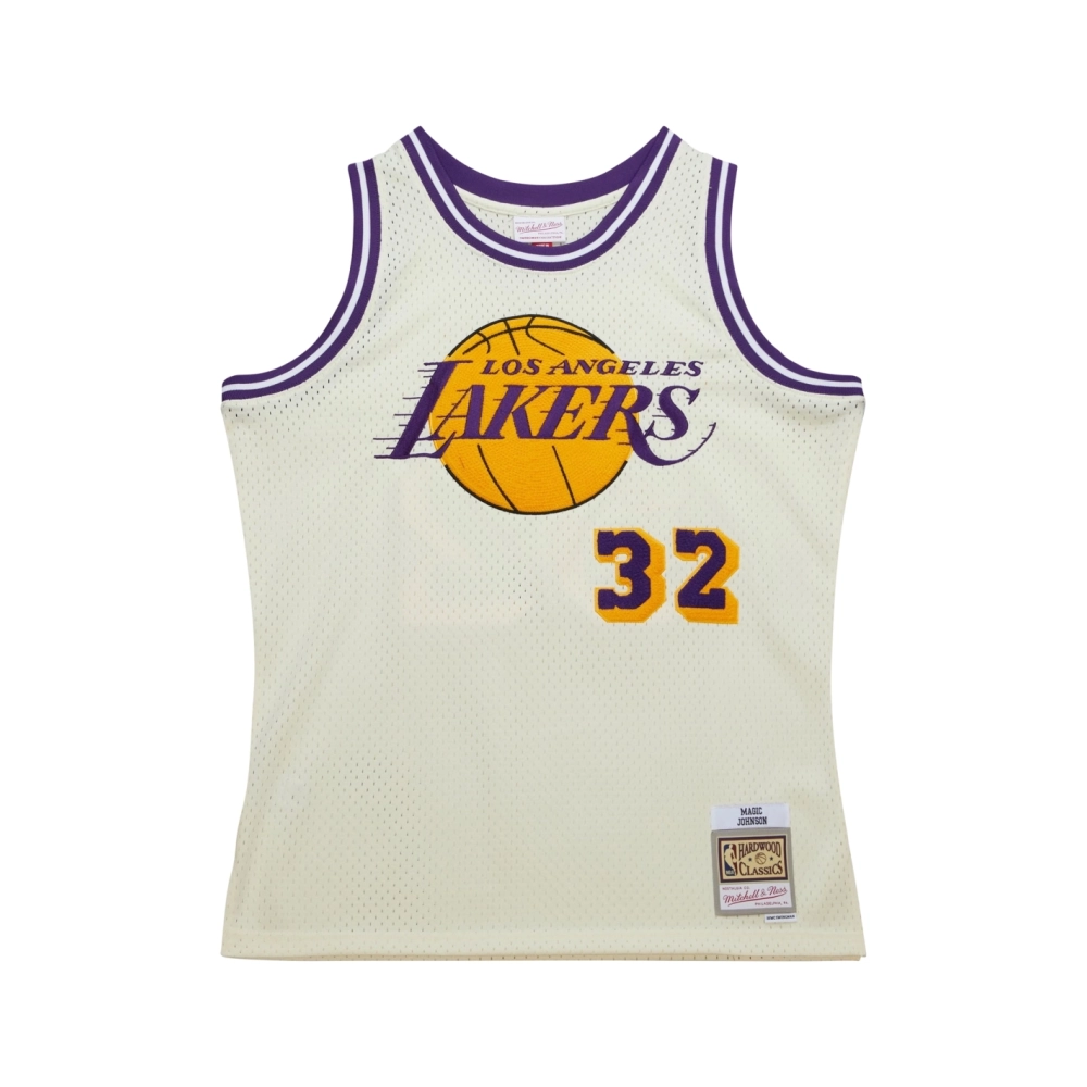 Mens Los Angeles Lakers Magic Johnson Cream Chainstitch Swingman Jersey,Los Angeles Lakers,NBA,JERSEY with free shipping