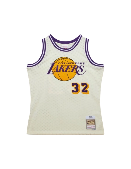 Mens Los Angeles Lakers Magic Johnson Cream Chainstitch Swingman Jersey,Los Angeles Lakers,NBA,JERSEY with free shipping