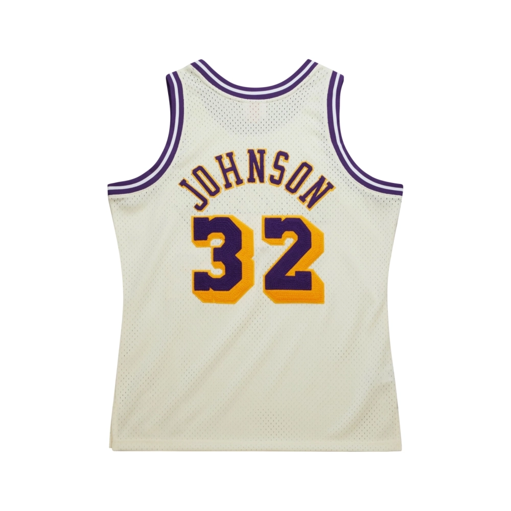 Mens Los Angeles Lakers Magic Johnson Cream Chainstitch Swingman Jersey,Los Angeles Lakers,NBA,JERSEY with free shipping