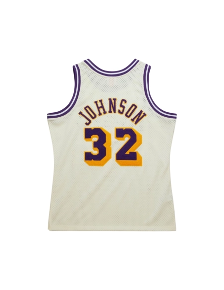 Mens Los Angeles Lakers Magic Johnson Cream Chainstitch Swingman Jersey,Los Angeles Lakers,NBA,JERSEY with free shipping