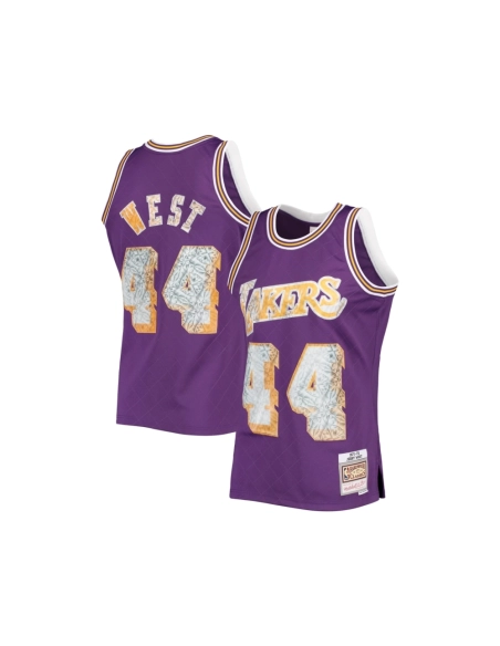 Mens Los Angeles Lakers Jerry West Purple 1971 72 Hardwood Classics NBA 75th Anniversary Diamond Swingman Jersey,Los Angeles Lak