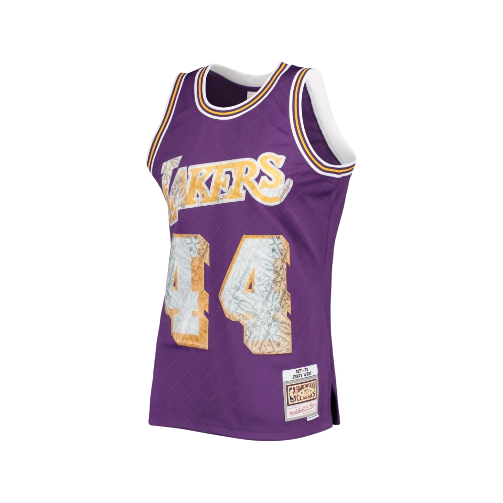 Mens Los Angeles Lakers Jerry West Purple 1971 72 Hardwood Classics NBA 75th Anniversary Diamond Swingman Jersey,Los Angeles Lak