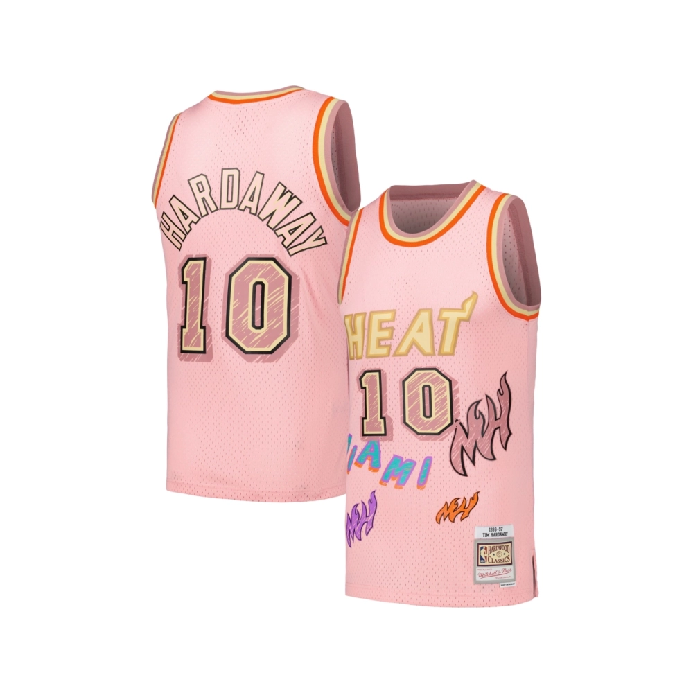 Mens Miami Heat Tim Hardaway Pink 1996 97 Swingman Sidewalk Sketch Jersey,Miami Heat,NBA,JERSEY with free shipping