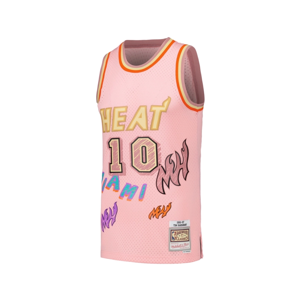Mens Miami Heat Tim Hardaway Pink 1996 97 Swingman Sidewalk Sketch Jersey,Miami Heat,NBA,JERSEY with free shipping