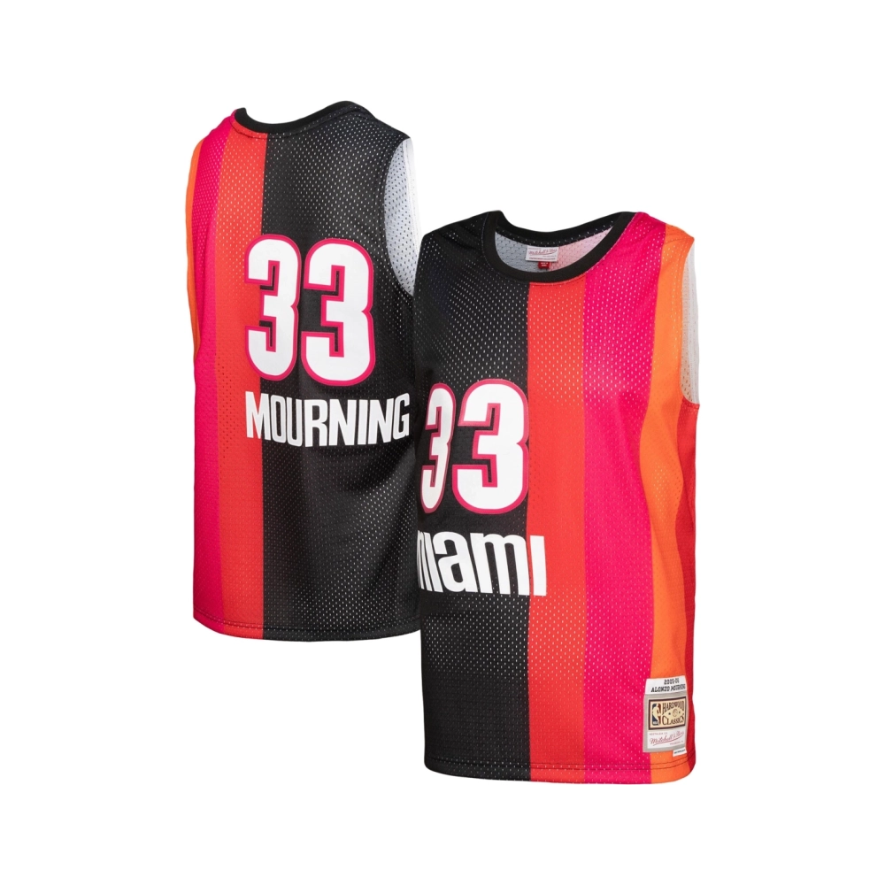 Mens Miami Heat Alonzo Mourning Black Red Hardwood Classics 2005 06 Split Swingman Jersey,Miami Heat,NBA,JERSEY with free shippi