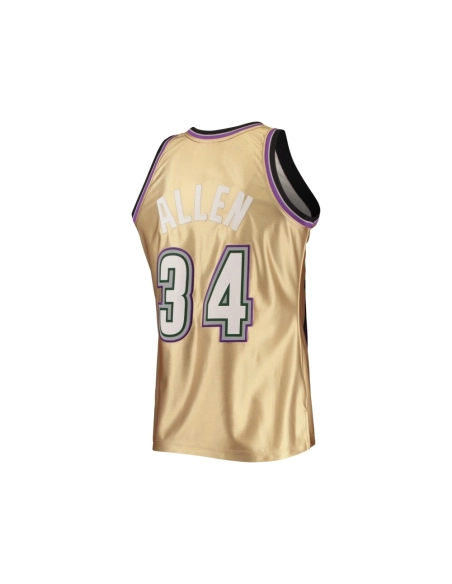 Mens Milwaukee Bucks Ray Allen Gold 75th Anniversary 1996 97 Hardwood Classics Swingman Jersey,Milwaukee Bucks,NBA,JERSEY with f