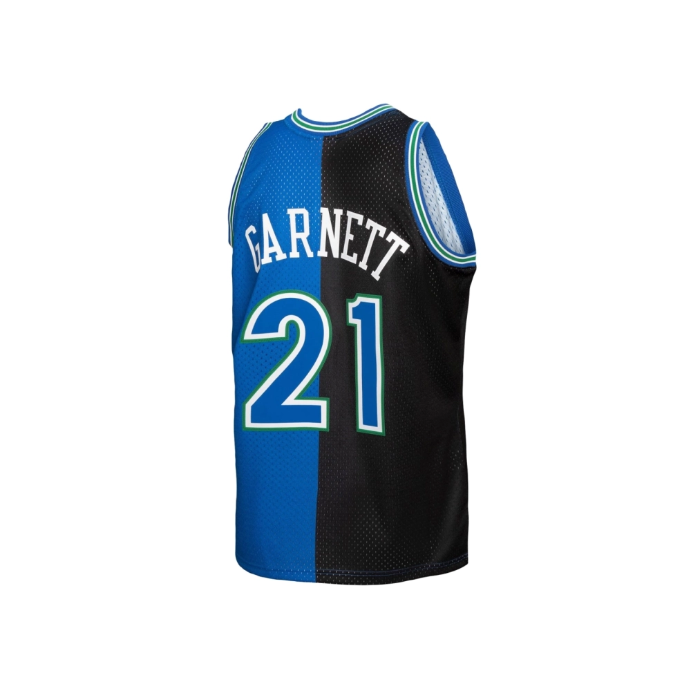 Mens Minnesota Timberwolves Kevin Garnett Black Blue Hardwood Classics 1995 96 Split Swingman Jersey,Minnesota Timberwolves,NBA,