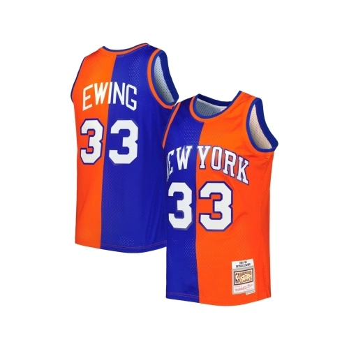 Mens New York Knicks Patrick Ewing Blue Orange Hardwood Classics 1991 92 Split Swingman Jersey,New York Knicks,NBA,JERSEY with f