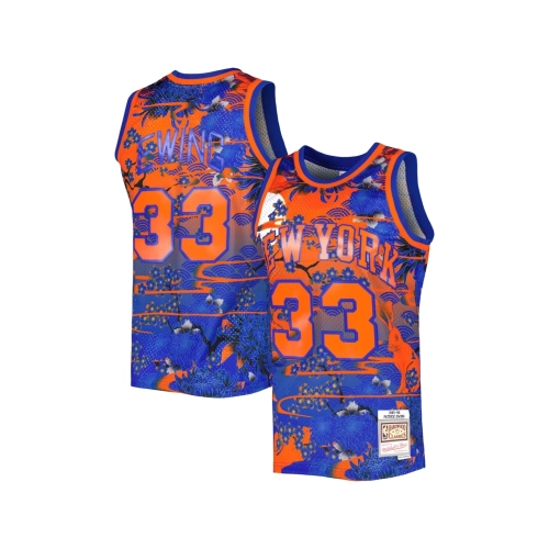 Mens New York Knicks Patrick Ewing Blue 1985 86 Hardwood Classics Lunar New Year Swingman Jersey,New York Knicks,NBA,JERSEY with