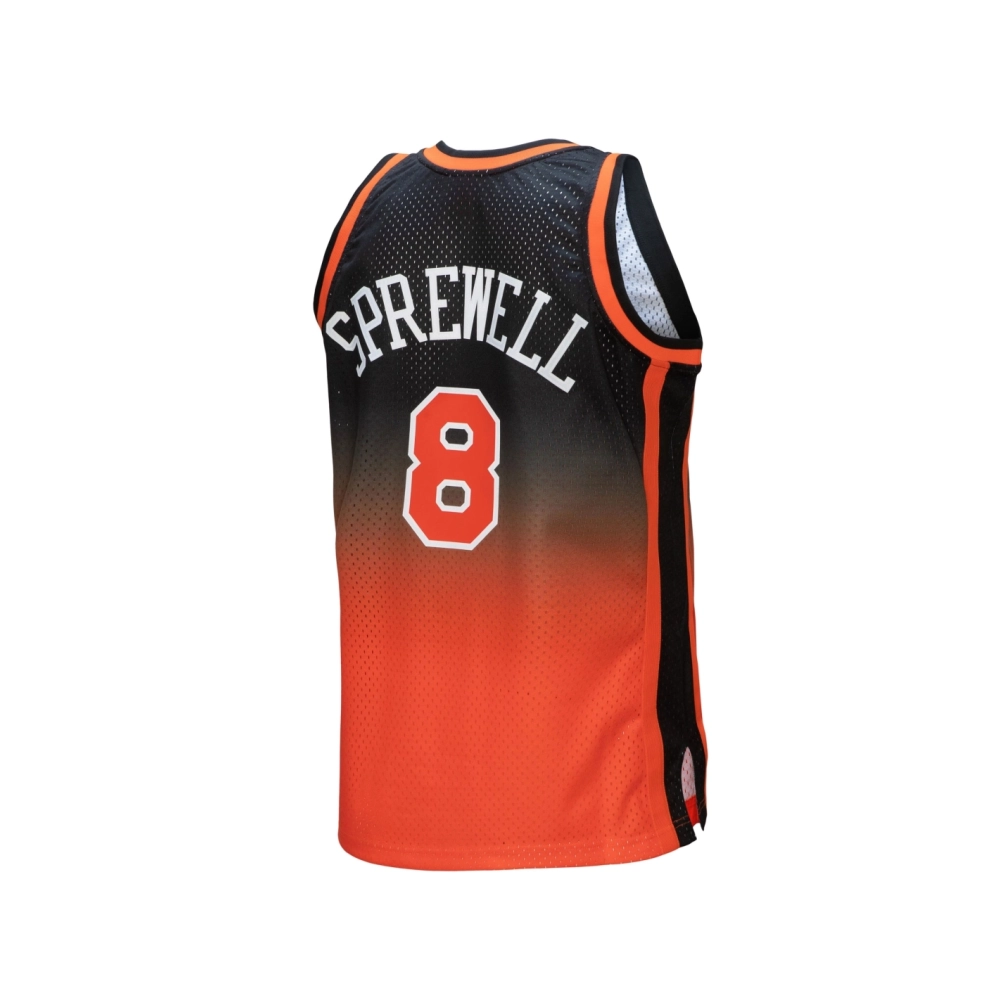 Mens New York Knicks Latrell Sprewell Orange Black 1998 99 Hardwood Classics Fadeaway Swingman Jersey,New York Knicks,NBA,JERSEY