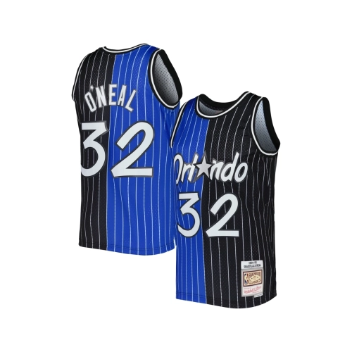 Mens Orlando Magic Shaquille ONeal Blue Black Hardwood Classics 1994 95 Split Swingman Jersey,Orlando Magic,NBA,JERSEY with free