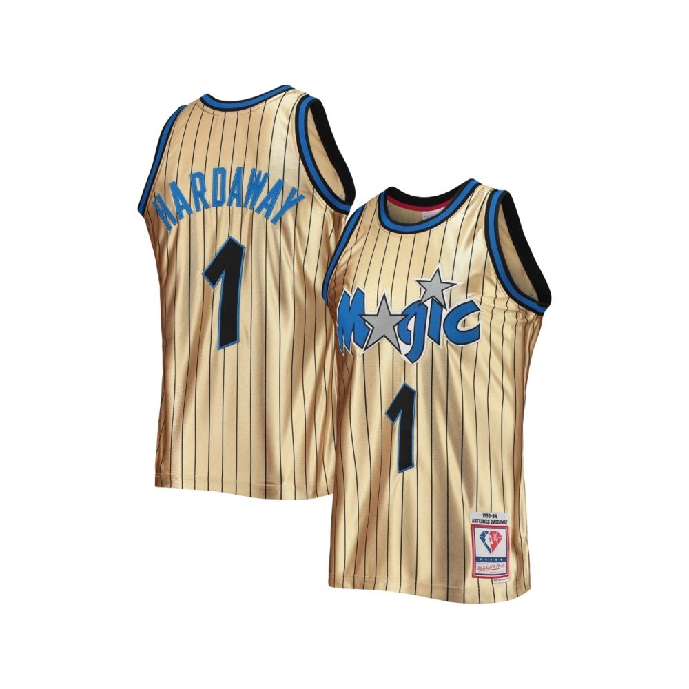 Mens Orlando Magic Penny Hardaway Gold 75th Anniversary 1993 94 Hardwood Classics Swingman Jersey,Orlando Magic,NBA,JERSEY with 