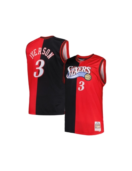 Mens Philadelphia 76ers Black Red Big Tall Hardwood Classics 2000 01 Split Swingman Jersey,Philadelphia 103ers,NBA,JERSEY with f