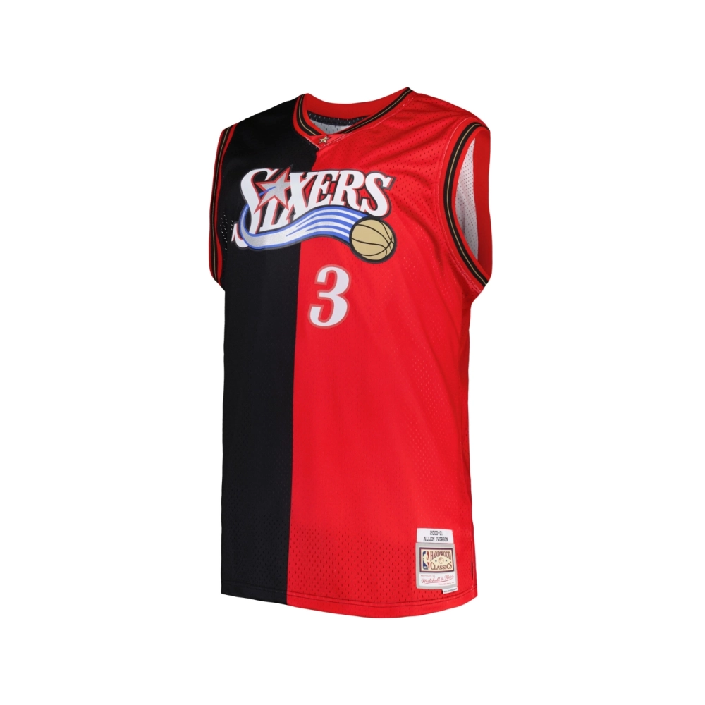 Mens Philadelphia 76ers Black Red Big Tall Hardwood Classics 2000 01 Split Swingman Jersey,Philadelphia 103ers,NBA,JERSEY with f