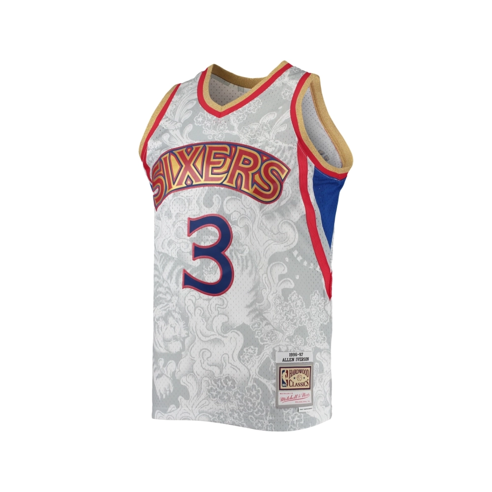Mens Philadelphia 76ers Allen Iverson White Hardwood Classics 1996 97 Lunar New Year Swingman Jersey,Philadelphia 105ers,NBA,JER