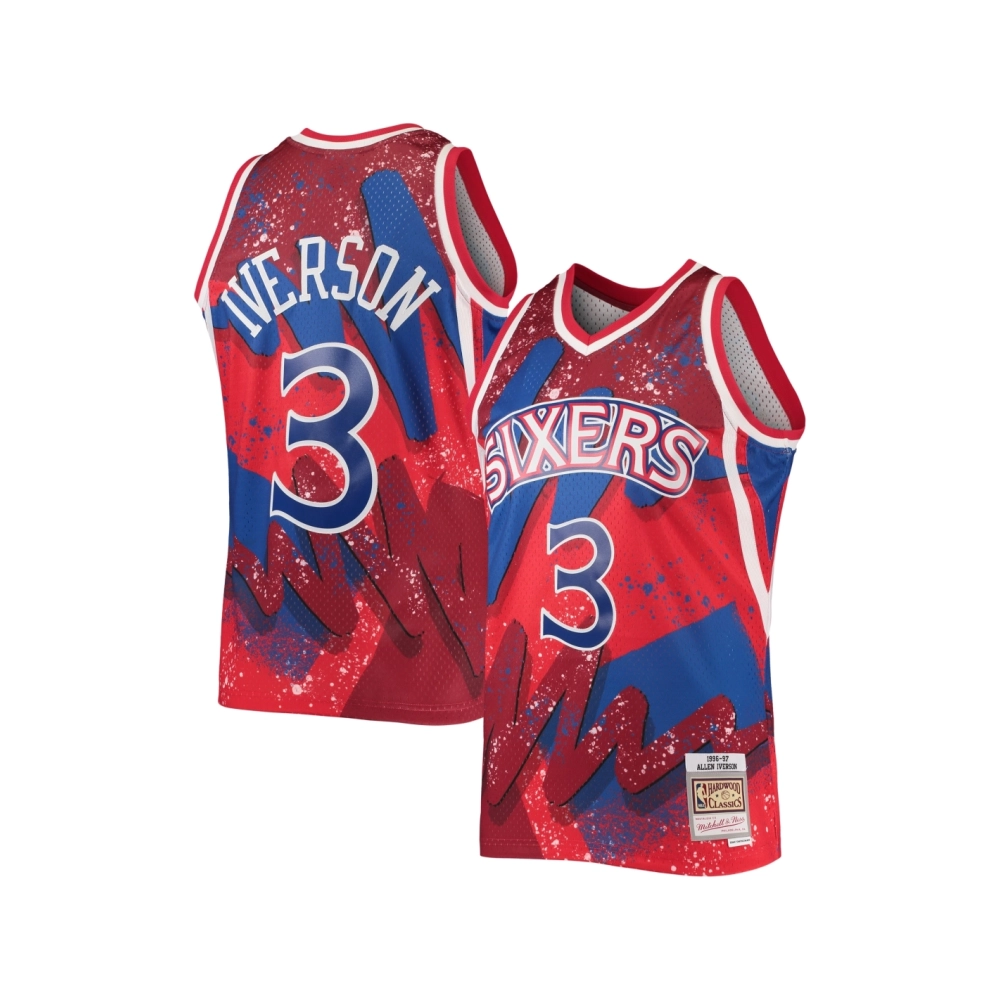 Mens Philadelphia 76ers Allen Iverson Red Hardwood Classics 1996 97 Hyper Hoops Swingman Jersey,Philadelphia 116ers,NBA,JERSEY w