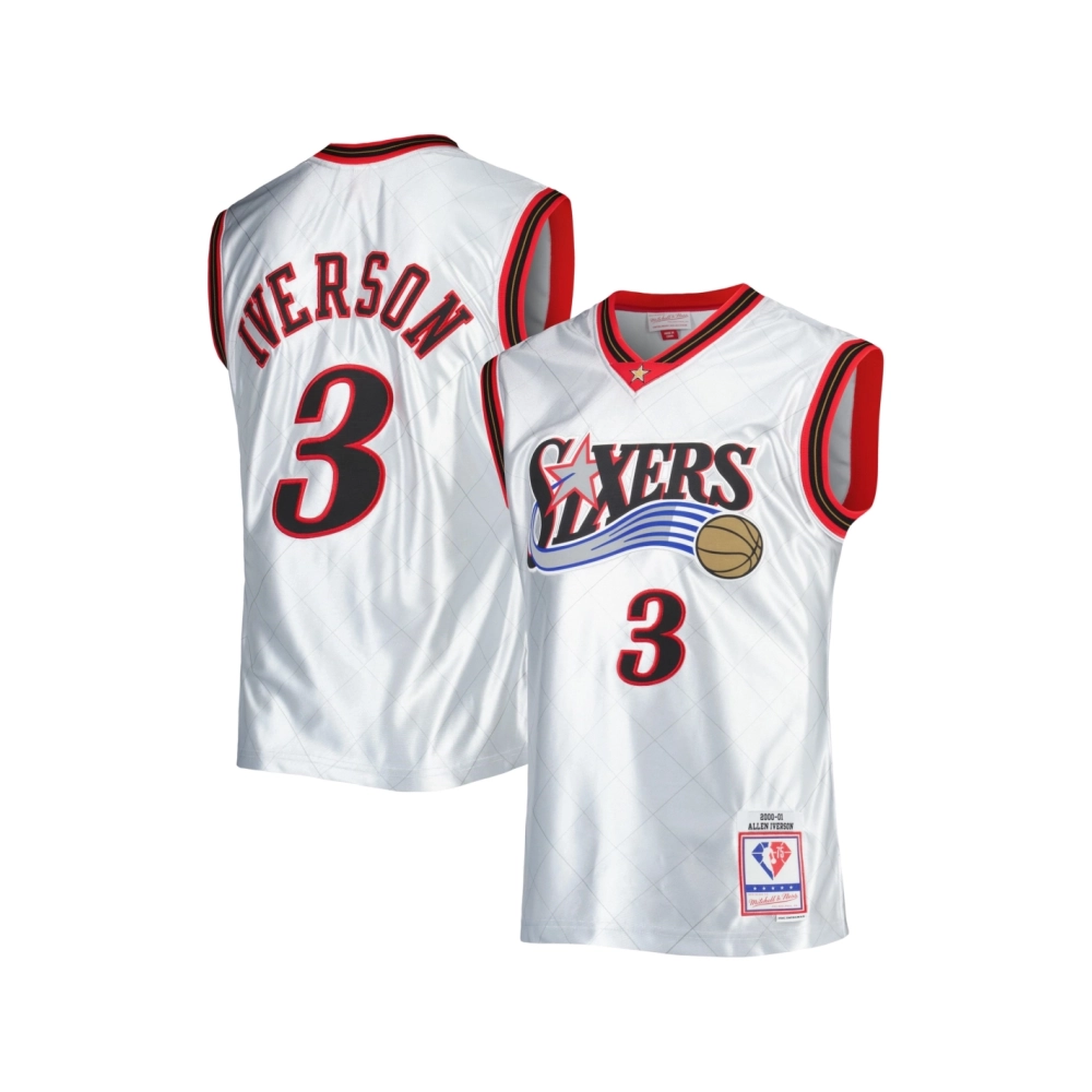 Mens Philadelphia 76ers Allen Iverson Platinum 2000 01 Hardwood Classics 75th Anniversary Swingman Jersey,Philadelphia 123ers,NB