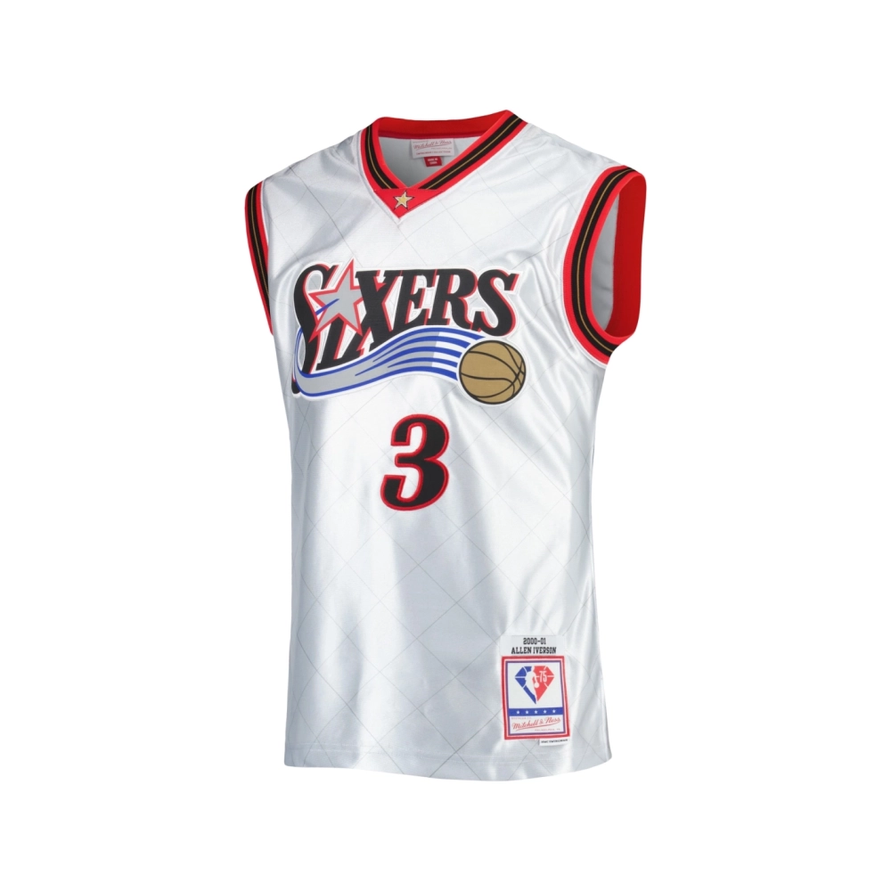 Mens Philadelphia 76ers Allen Iverson Platinum 2000 01 Hardwood Classics 75th Anniversary Swingman Jersey,Philadelphia 123ers,NB