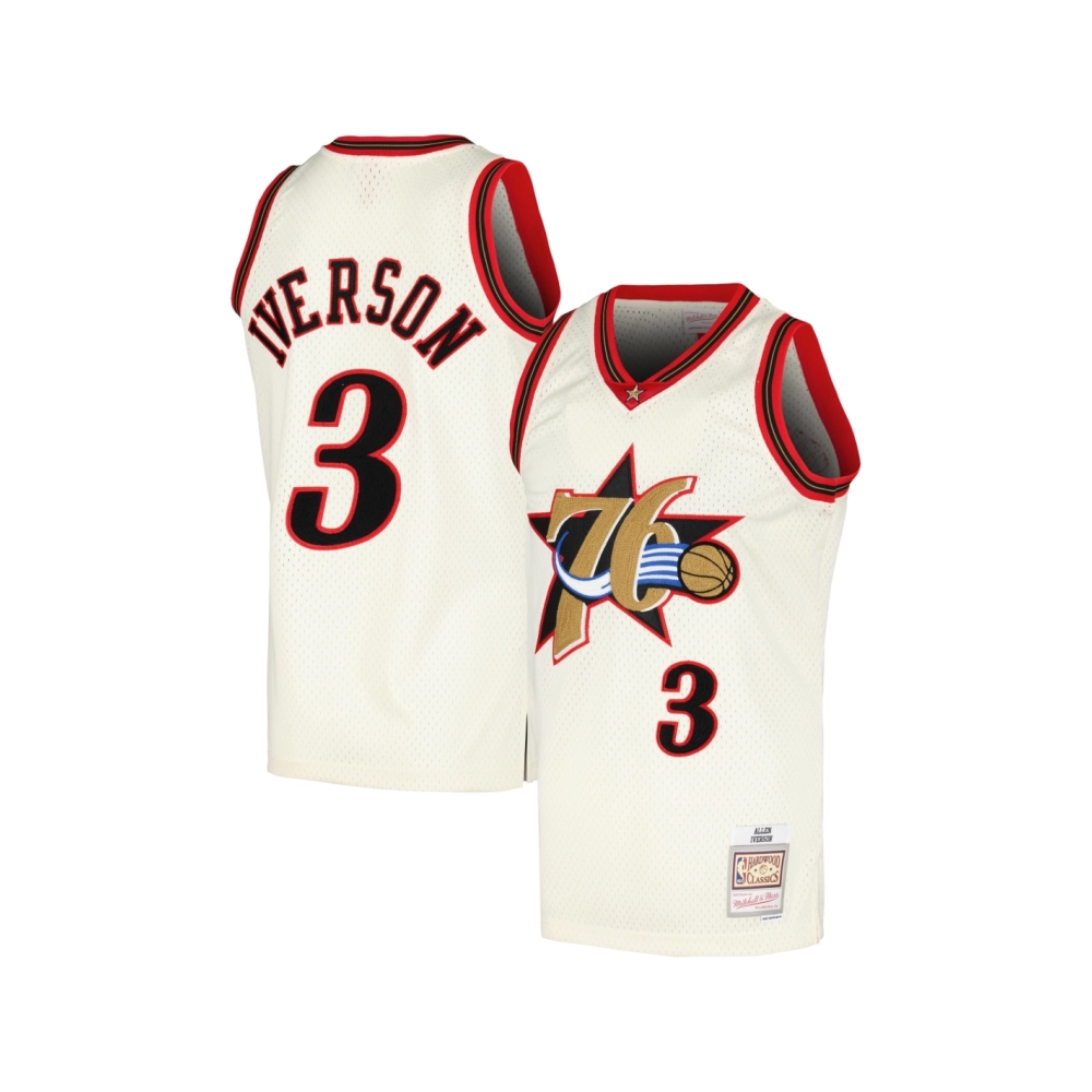 Mens Philadelphia 76ers Allen Iverson Cream Chainstitch Swingman Jersey,Philadelphia 125ers,NBA,JERSEY with free shipping
