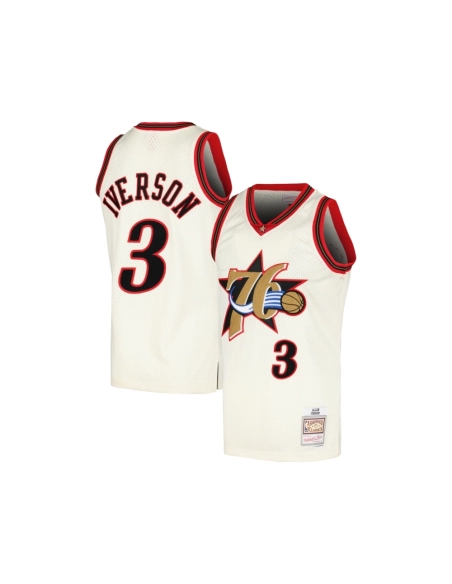 Mens Philadelphia 76ers Allen Iverson Cream Chainstitch Swingman Jersey,Philadelphia 125ers,NBA,JERSEY with free shipping