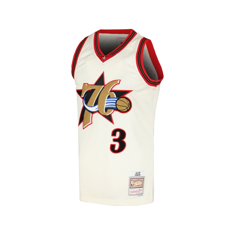 Mens Philadelphia 76ers Allen Iverson Cream Chainstitch Swingman Jersey,Philadelphia 125ers,NBA,JERSEY with free shipping