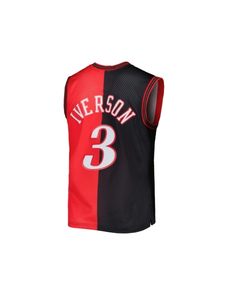 Mens Philadelphia 76ers Allen Iverson Black Red Hardwood Classics 2000 01 Split Swingman Jersey,Philadelphia 127ers,NBA,JERSEY w