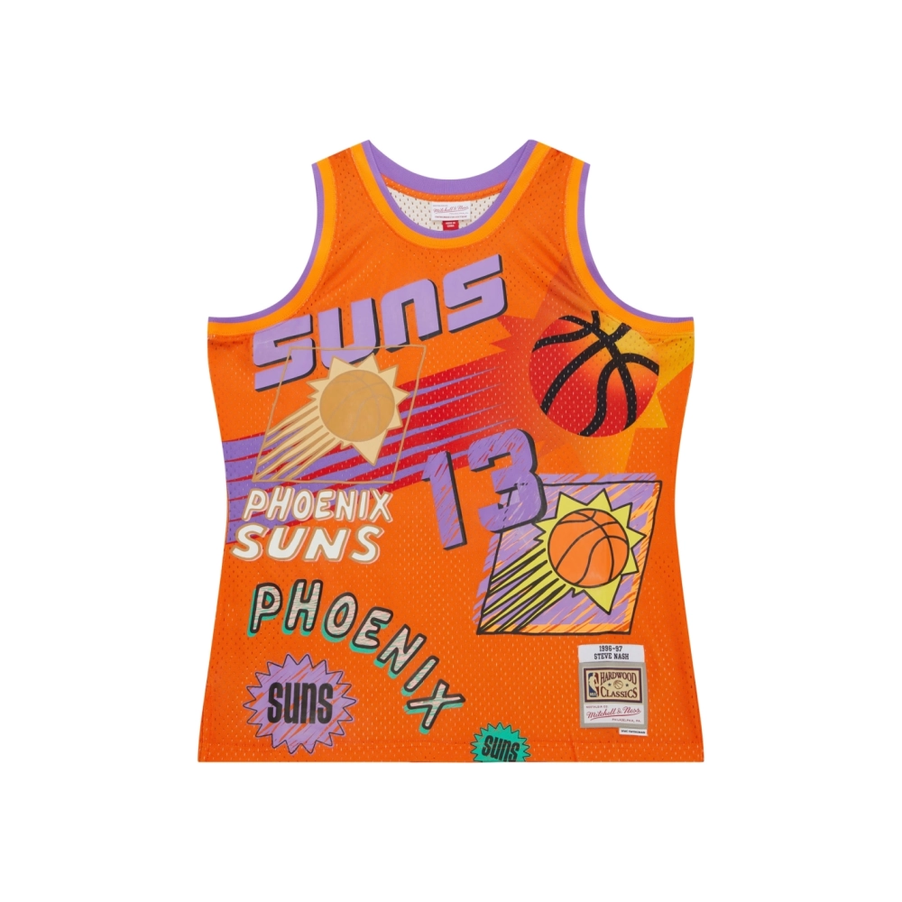 Mens Phoenix Suns Steve Nash Orange 1996 97 Swingman Sidewalk Sketch Jersey,Phoenix Suns,NBA,JERSEY with free shipping