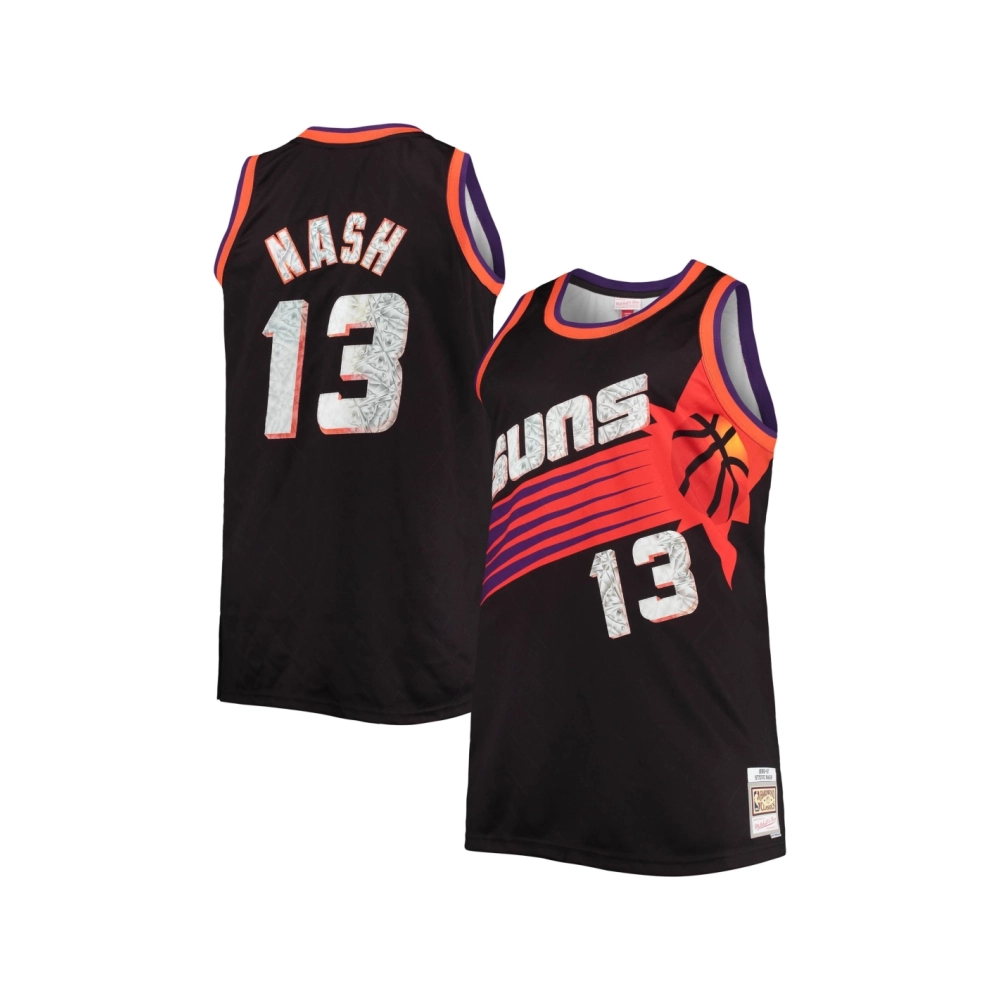 Mens Phoenix Suns Steve Nash Black Big Tall 1996 97 NBA 75th Anniversary Diamond Swingman Jersey,Phoenix Suns,NBA,JERSEY with fr