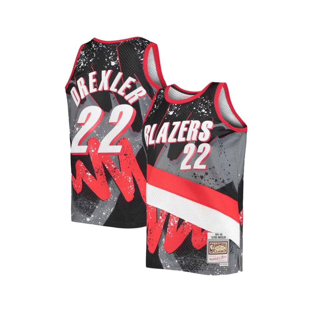 Mens Portland Trail Blazers Clyde Drexler Black Hardwood Classics 1991 92 Hyper Hoops Swingman Jersey,Portland Trail Blazers,NBA
