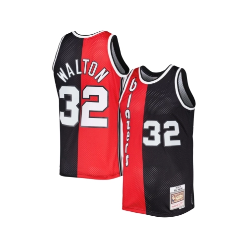 Mens Portland Trail Blazers Bill Walton Red Black Hardwood Classics 1976 77 Split Swingman Jersey,Portland Trail Blazers,NBA,JER