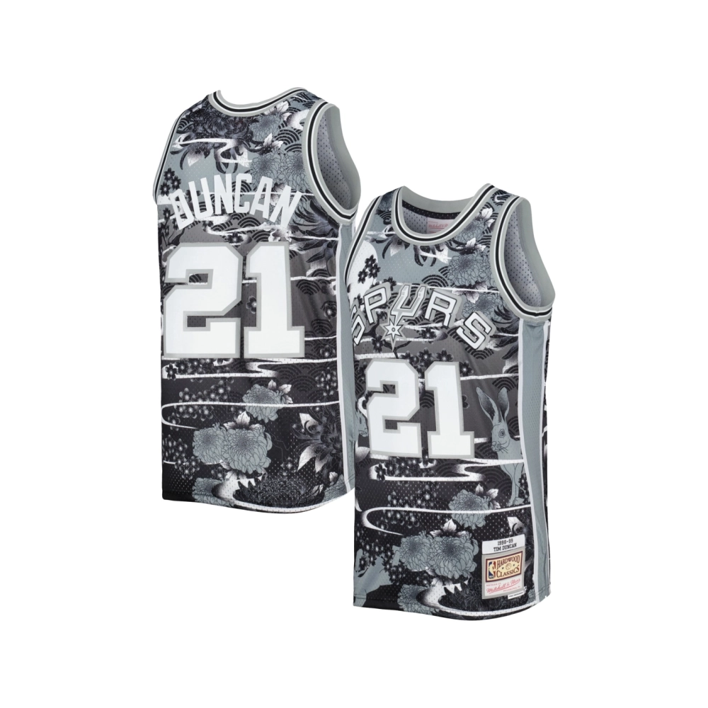 Mens San Antonio Spurs Tim Duncan Silver 1998 99 Hardwood Classics Lunar New Year Swingman Jersey,San Antonio Spurs,NBA,JERSEY w