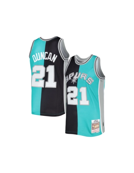 Mens San Antonio Spurs Tim Duncan Black Teal Hardwood Classics 1998 99 Split Swingman Jersey,San Antonio Spurs,NBA,JERSEY with f