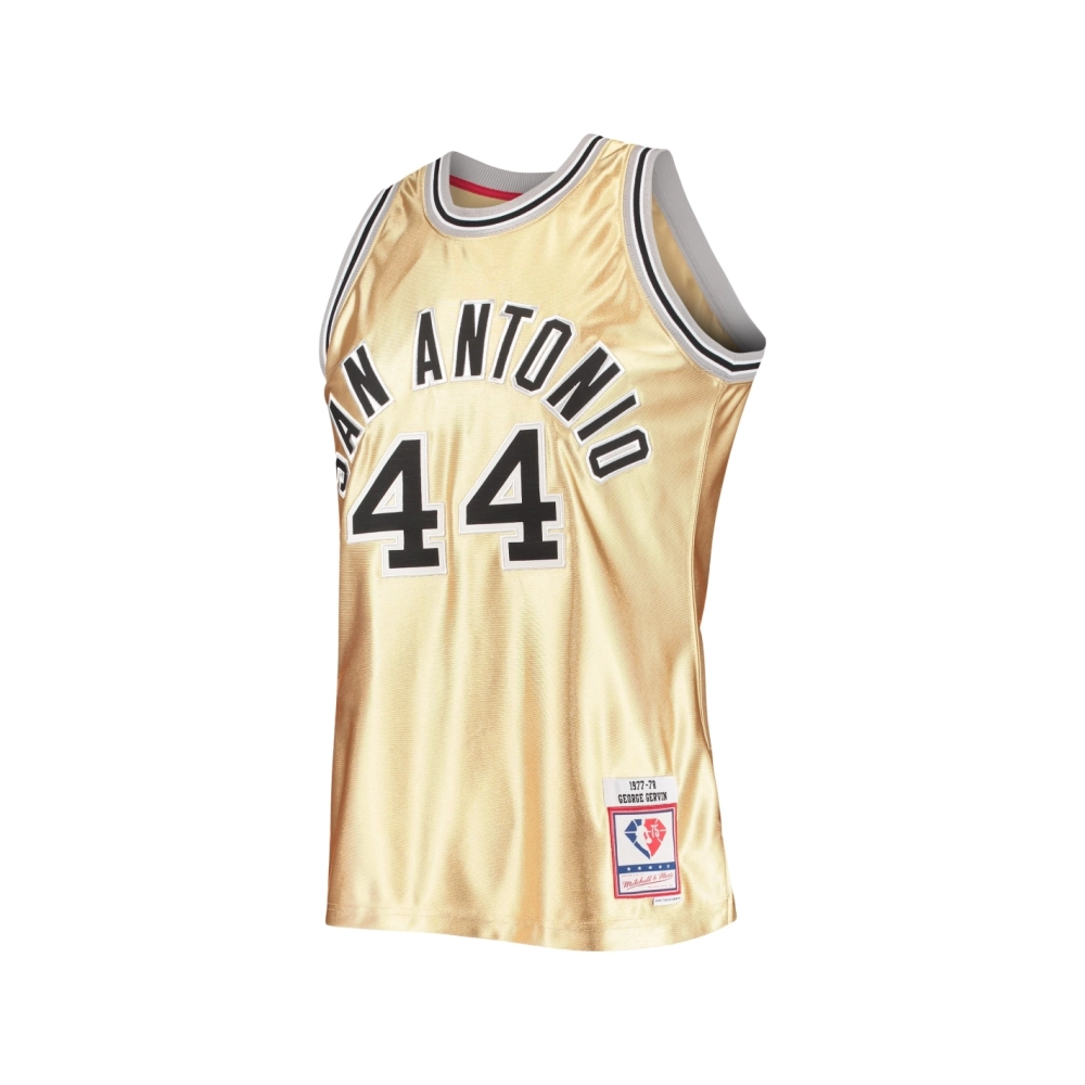 Mens San Antonio Spurs George Gervin Gold 75th Anniversary 1977 78 Hardwood Classics Swingman Jersey,San Antonio Spurs,NBA,JERSE
