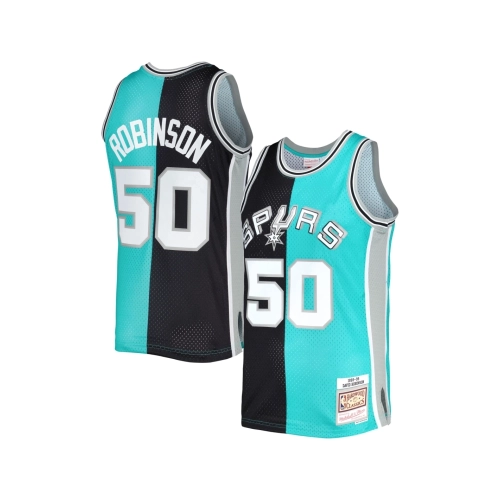 Mens San Antonio Spurs David Robinson Black Teal Hardwood Classics 1998 99 Split Swingman Jersey,San Antonio Spurs,NBA,JERSEY wi