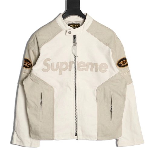 Supreme Vanson Leathers Cordura joint logo patch zipper patch jacket,Supreme