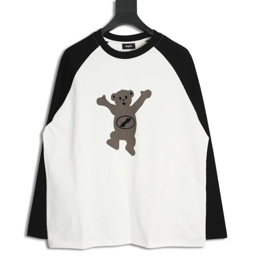 We11done Raising Hand Bear Colorblock Long Sleeve,We11done