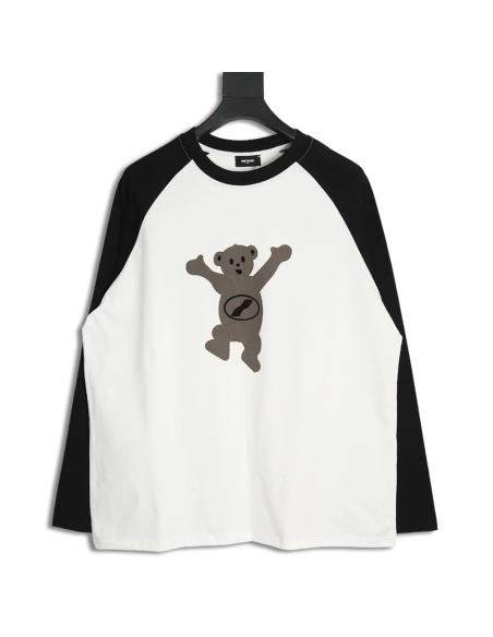 We11done Raising Hand Bear Colorblock Long Sleeve,We11done