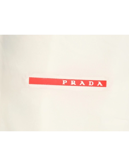 Prada chest red stripe zip-up hooded jacket,Prada