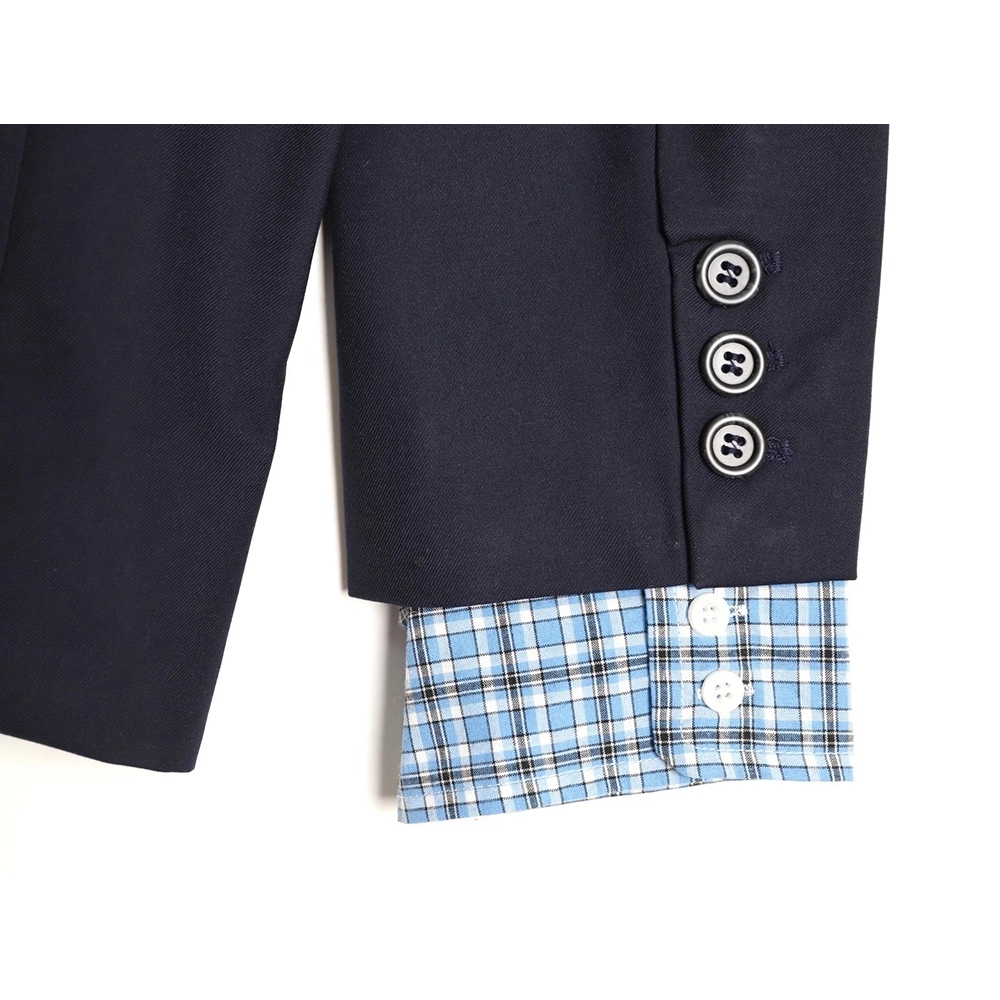 Miu Miu checked patchwork sleeve wool blazer,Miu Miu